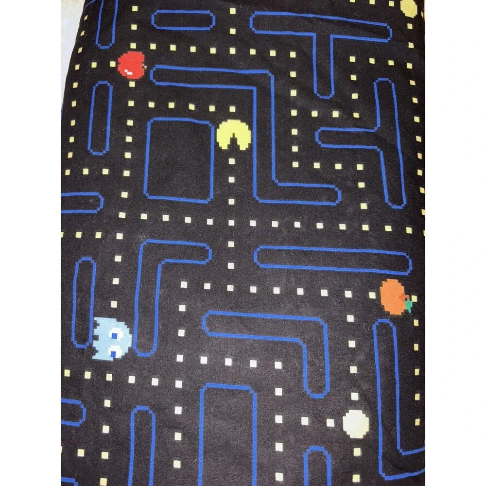 Pottery Barn Teen Pac-Man Full Flat Sheet pillowcase Organic Cotton Glow In Dark